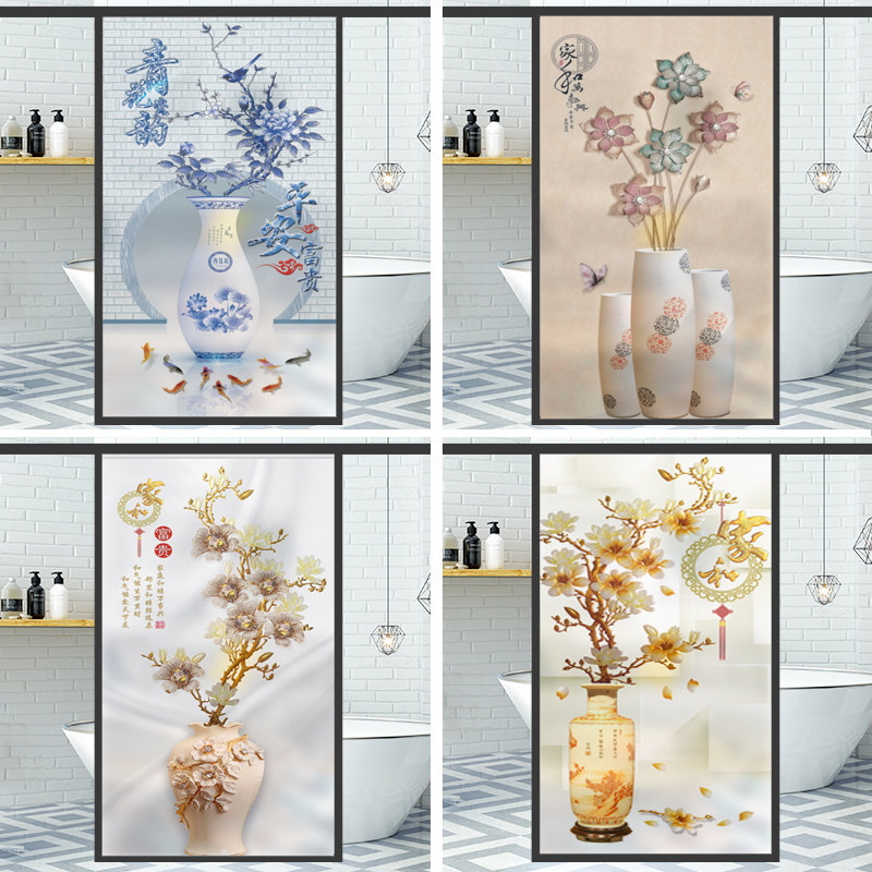 Window paper anti-light dressing room window anti-peep shading film frosted glass sticker light-transmitting opaque flowers