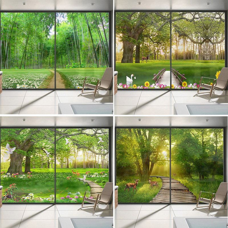 Makeup Room Bathroom Windows Light Transmission Opaque Balcony Anti-Peep Glass Stickers Frosted Adhesive Film Decoration Free