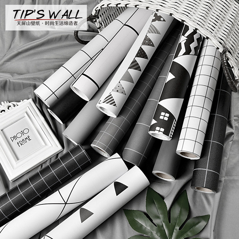 Wallpaper self-adhesive simple plaid warm bedroom decoration dormitory renovation wallpaper Waterproof moisture-proof stickers Wall stickers stickers