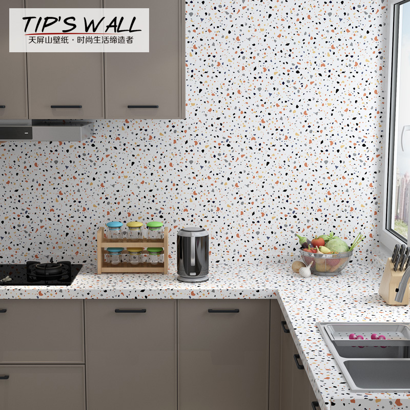 Kitchen oil-proof sticker waterproof moisture-proof scrubbable wallpaper cabinet table top old furniture cabinet self-adhesive wallpaper wall sticker