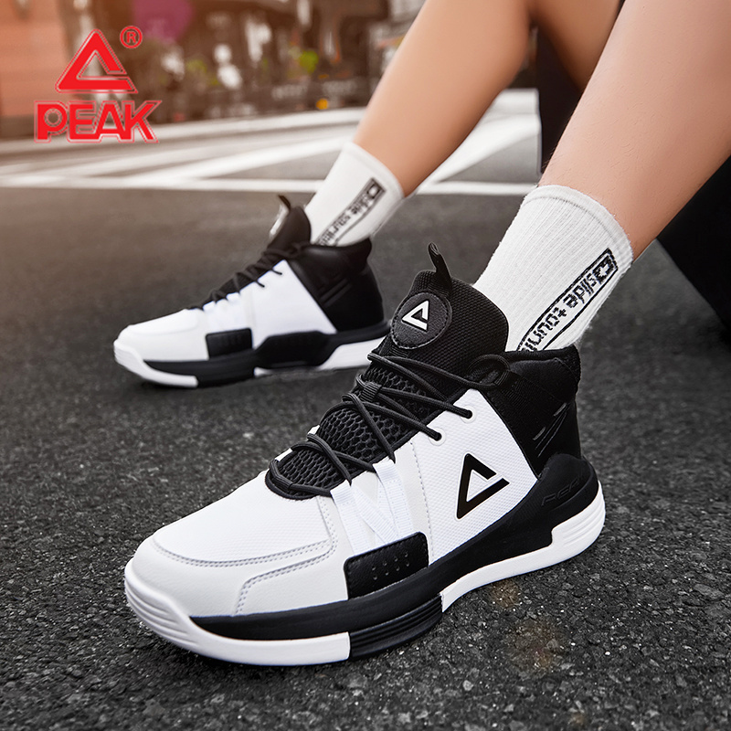 Peak Basketball Shoes Men's Official Genuine Non-Slip Cement Court Boots White Shock-Absorbing Mesh Wear-Resistant Sports Shoes for Men