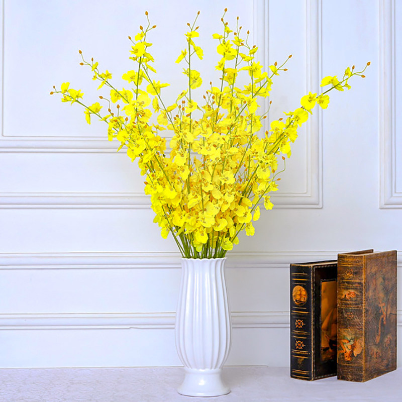 Eurostyle Living Room Bedroom Silk Flower Fake Flower Decoration Wedding Celebration Auspicious Flower Vine Emulation Yellow Dancing Lan Packaging Flower Arrangement