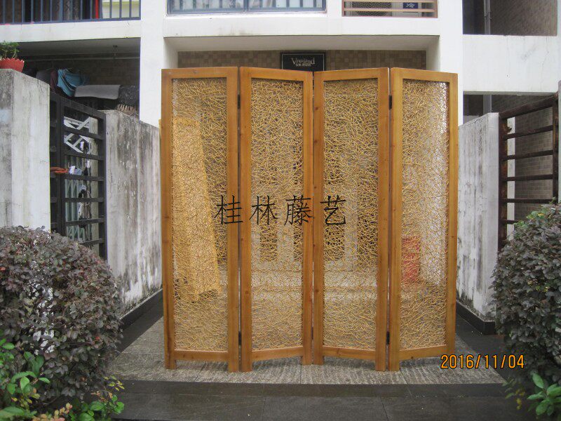ширма 藤木屏风隔断藤艺屏风 藤编屏风 藤编家具藤折屏 Guilin Rattan