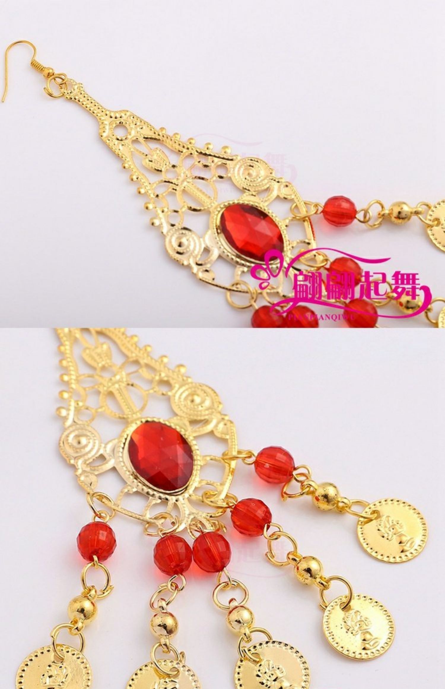 Mới Ấn Độ phụ kiện khiêu vũ sân khấu trình diễn mũi chuỗi bụng múa đầu chuỗi mặt dây chuyền bông tai trang sức - Khiêu vũ / Thể dục nhịp điệu / Thể dục dụng cụ giày khiêu vũ đôn