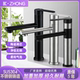 304 Stainless Steel Single-Hole Swivel Faucet for Washbasin, Countertop Basin, Black Single Cold Water Basin Faucet