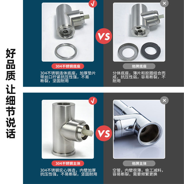 304 Stainless Steel Faucet for Kitchen, Household Hot and Cold Water Sink, Dishwashing Basin, Sink Bowl, Swivel Faucet, Single Hole