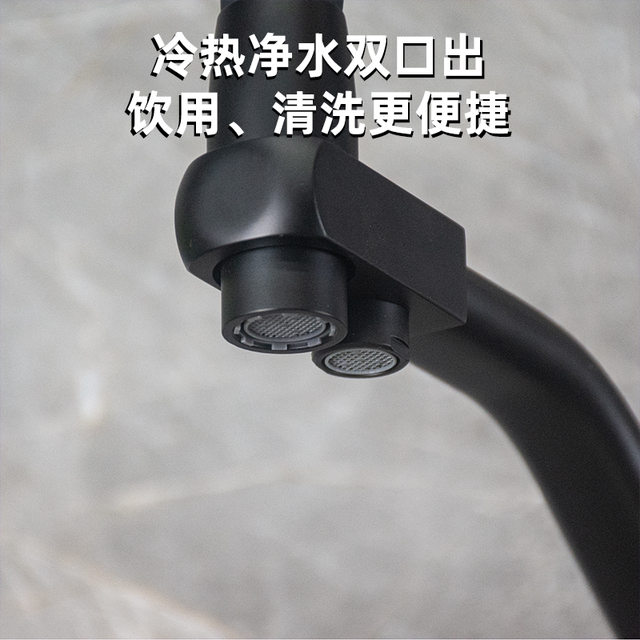 304 Stainless Steel Black and Silver Three-In-One Faucet with Hot and Cold Water for Kitchen Sink, Water Purifier, Direct Drinking Water Sink, Household Faucet