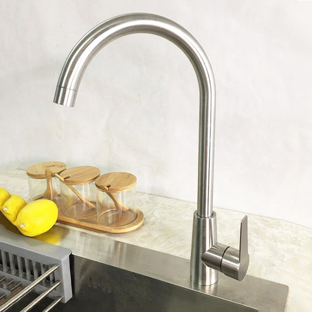 Sus304 Stainless Steel Kitchen Hot and Cold Rotatable Double Sink Splash-Proof Dishwashing Basin Faucet for Home Use