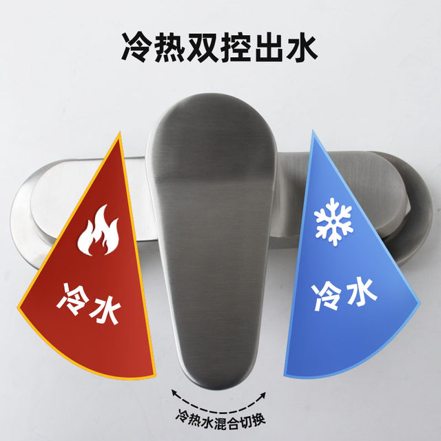 304 Stainless Steel Wall-Mounted Hot and Cold Household Bathtub Dual-Control Faucet Mixing Valve Shower Set Faucet