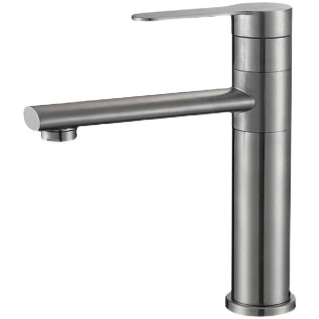 304 Stainless Steel Single-Hole Swivel Faucet for Washbasin, Countertop Basin, Black Single Cold Water Basin Faucet