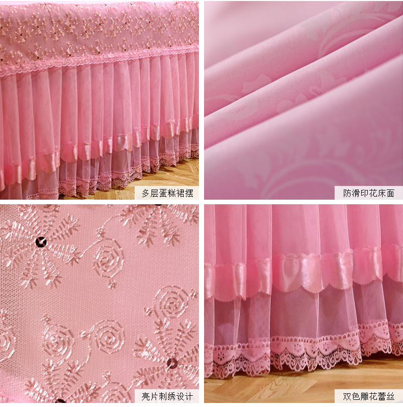 Jingning giường đêm váy công chúa ren một mảnh 1,8 m 1,5 m giường lanh bedspread Fitted Simmons nệm bảo vệ - Váy Petti drap giường có viền