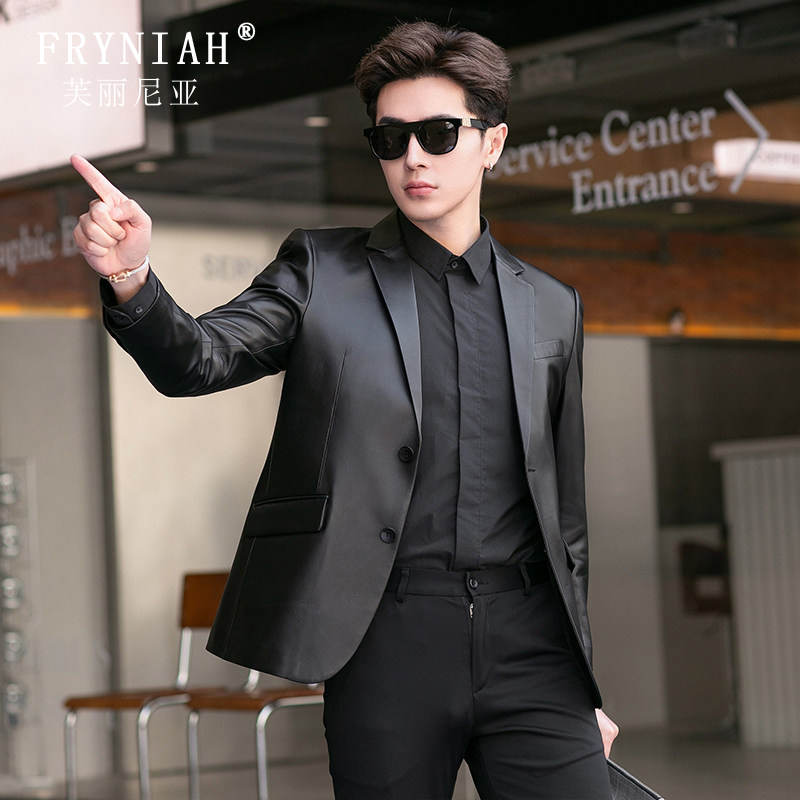 Young Style Slim-Fit Genuine Leather Men's Suit 2026 New Model Elegant Casual Daily Commute Simple Non-Iron Jacket Young Style Slim-Fit Genuine Leather Men's Suit 2026 New Model Elegant Casual Daily Commute Simple Non-Iron Jacket
