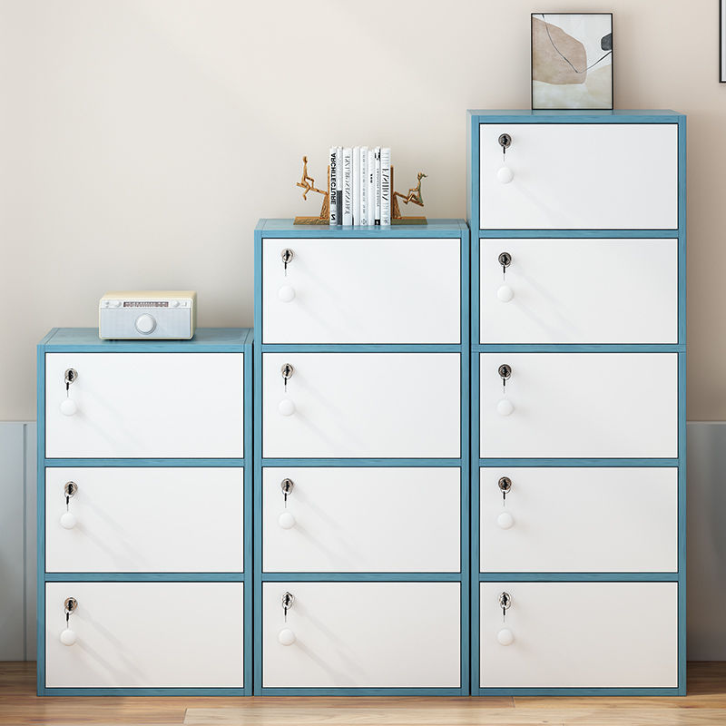 Lockable Bookcase, Balcony Storage Cabinet, Office Storage Cabinet with Door, Simple Student Bookshelf, Household Small Cabinet
