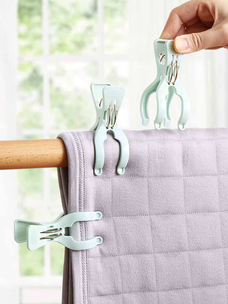 Quilt clip Large strong windproof balcony bed drying clip 4 clothes clips Plastic blow-off clip