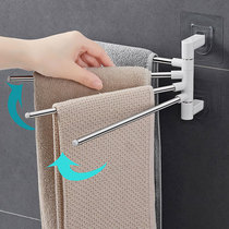Towel hanging rod non-perforated rotary towel rack kitchen bathroom towel rack toilet multi-function
