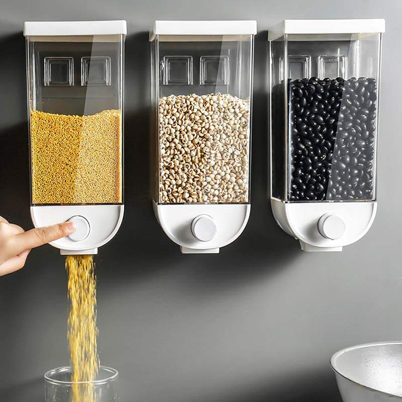 Wall-mounted five-grain cereal containing box kitchen sealed box moisture-free and perforated-free hanging bean containing jar