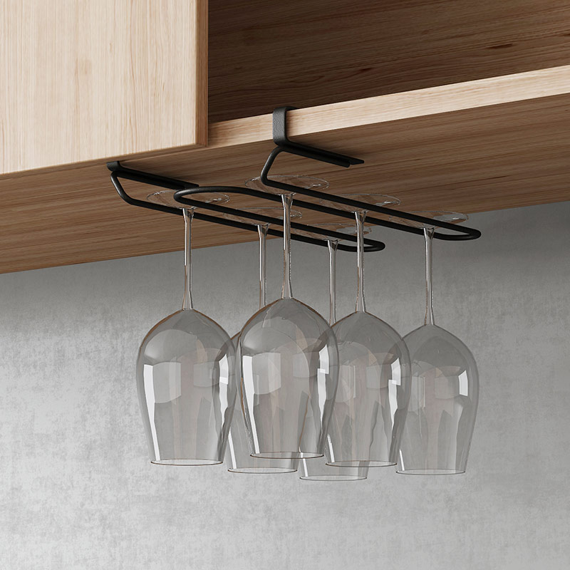 Free punching red wine glass holder upside down home creative wine cabinet ornaments 304 stainless steel wine goblet hanger