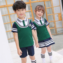 Primary school uniforms summer 2021 new summer clothes kindergarten uniforms summer Navy wind six performance set