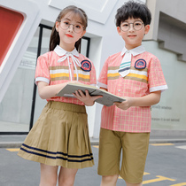 Kindergarten garden clothes summer new boys and girls short sleeve fashion school uniforms English two-piece set