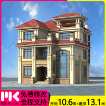 Three-tier luxury European-style full set of working drawings villa drawings