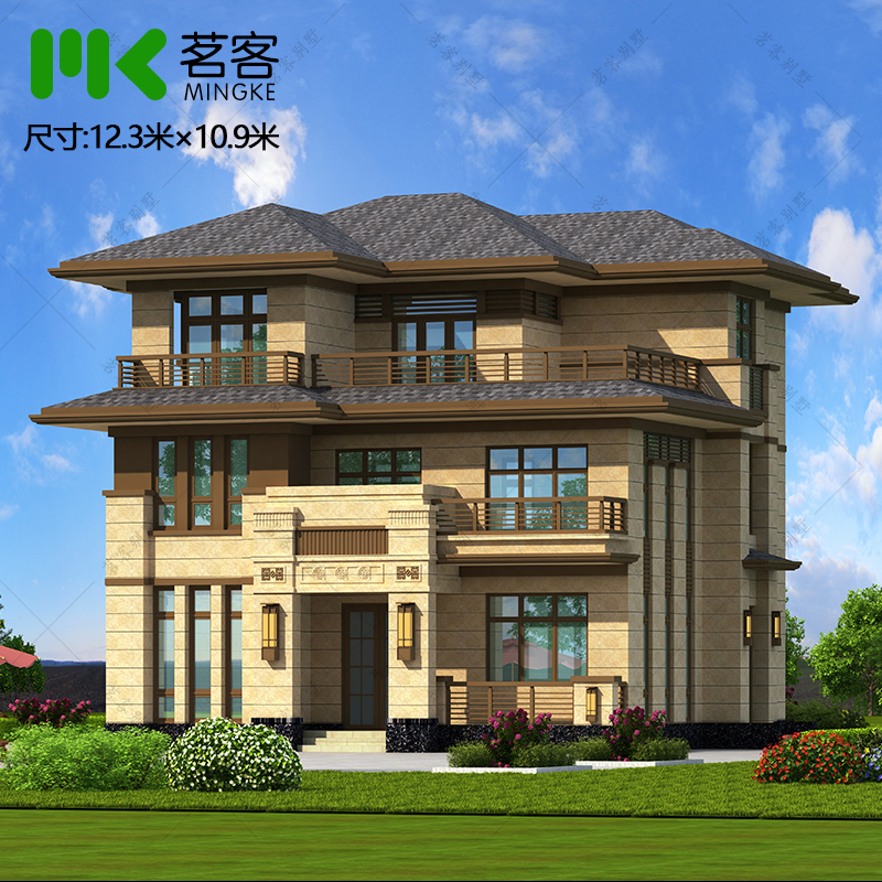 New Chinese style villa rural self-built house full set with water and electricity XZS011