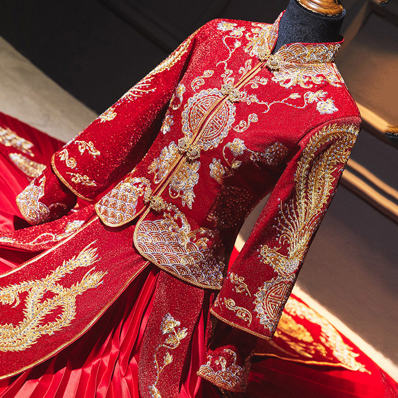 Show and suit 2022 new Chinese wedding dress bridal wedding gown Summer Longfeng hung women's and show clothes for the wedding show Wo n't