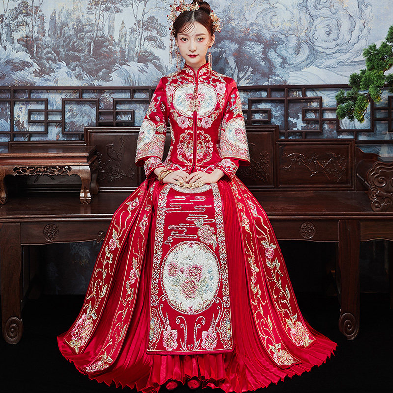Show Wo Costume Bride 2022 New Wedding Chinese Wedding Dress Wedding Gown Show Kimono and Spring Atmospheric High-end Show Wo n't