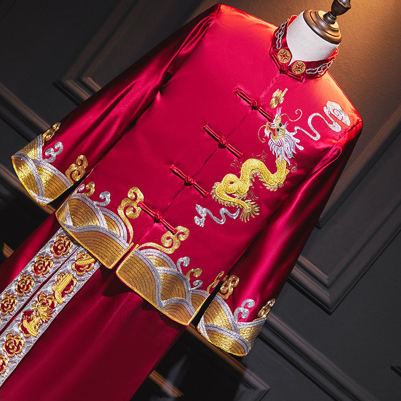 Men's show Won't suit 2022 new Chinese wedding gown Chinese Wind New Lang Dress Red Wedding Dress to take on the men's clothes