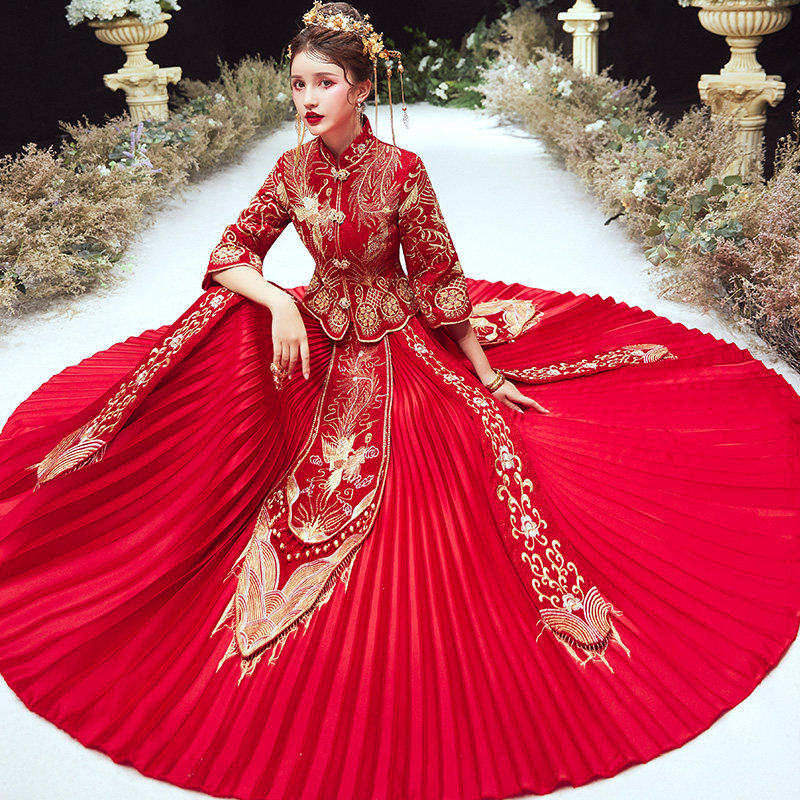 Xiuhe clothing bride 2022 new Chinese wedding dress wedding dress small He clothing winter Phoenix show kimono female