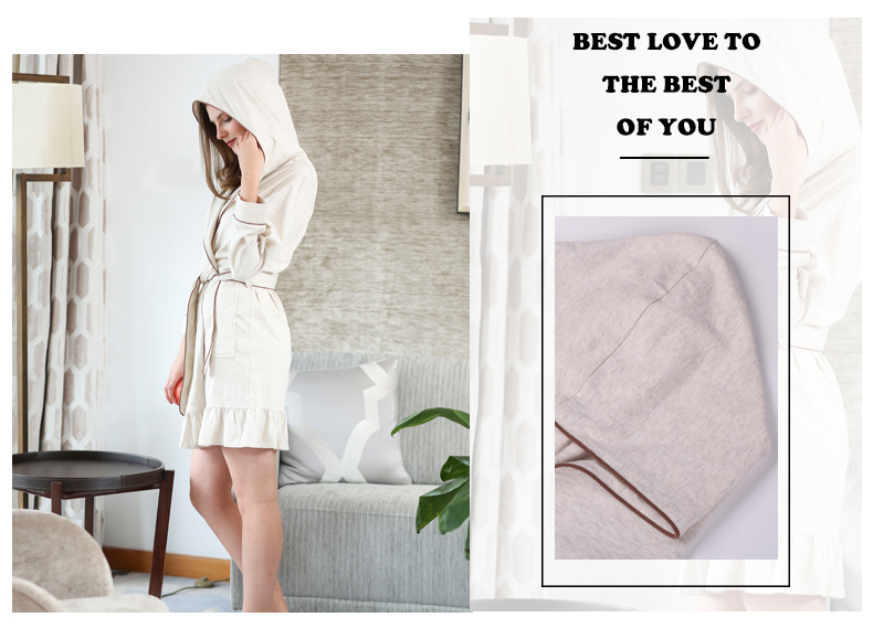 Thời trang mới trùm đầu áo ngủ nữ mùa hè áo choàng tắm cotton mỏng dài áo choàng tắm gợi cảm mùa xuân và đồ ngủ mùa thu dịch vụ nhà - Night Robe bộ đồ ngủ 2 dây