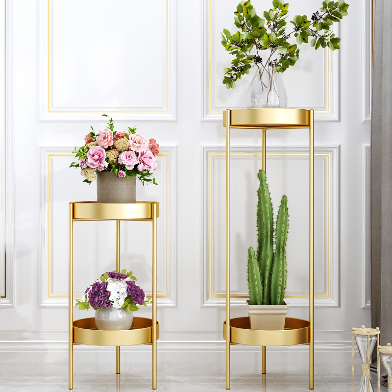 Minimalist modern flower shelf Living room Balcony Light Extravagant Shelf Indoor Multilayer Floor Gold Ge Iron Art Flower Pots Shelf