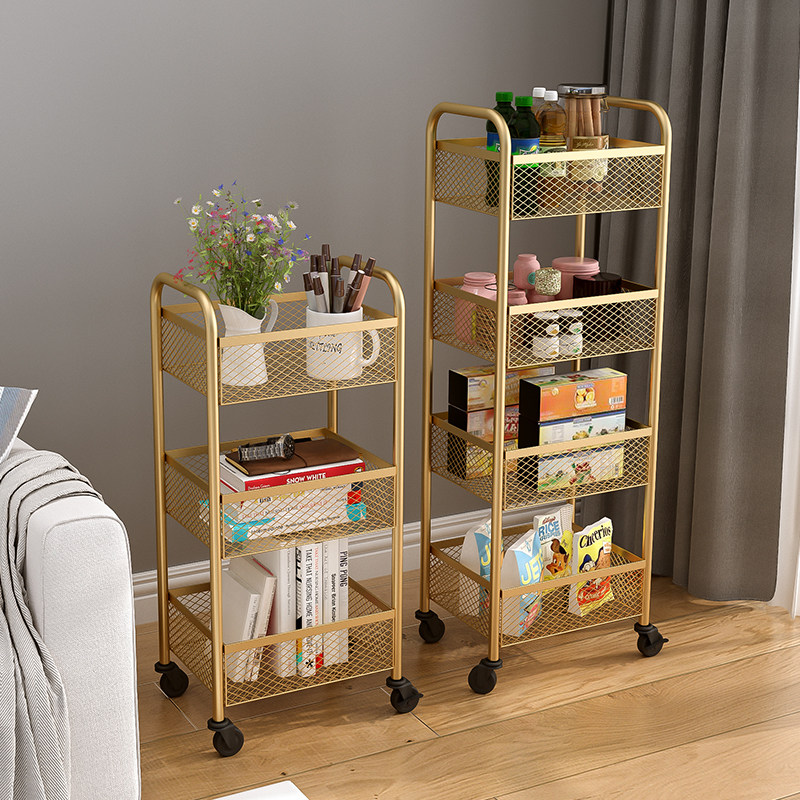 Kitchen rack floor multi-layer powder room living room bedroom movable trolley with wheels storage rack