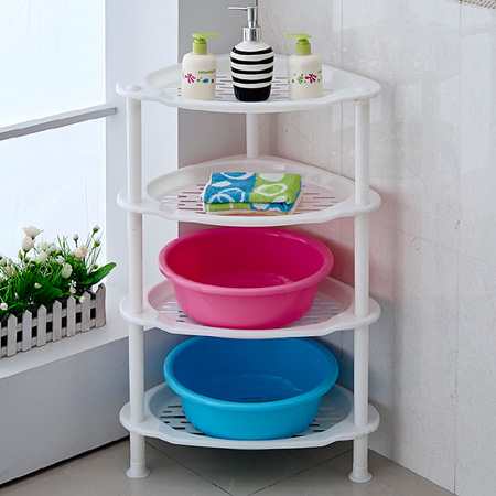 Bathroom Shelving MAKEUP ROOM FACE BASIN RACK BATHROOM PLASTIC TOILET STORAGE CONTAINING LAYER SHELF TRIANGLE FLOOR