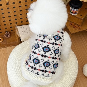 Dog clothes, autumn and winter clothes, ethnic style round neck sweaters, cat teddy, bichon frize, small dogs, traction pet clothes