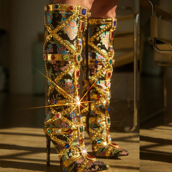 Women's rhinestone stiletto boots other european and american