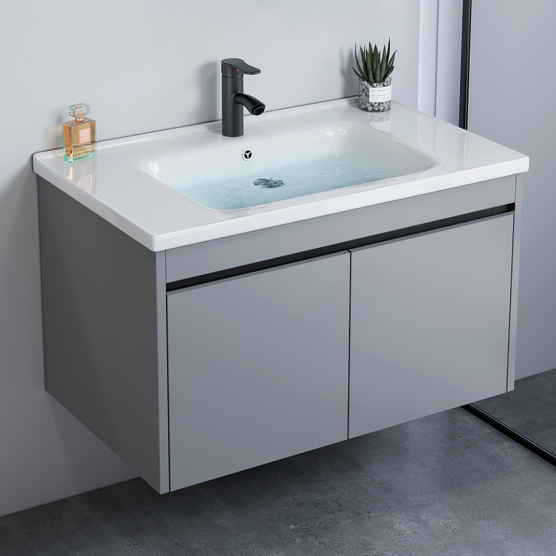 Bathroom Cabinet Set with Integrated Ceramic Basin, Simple Washbasin Cabinet Combination for Home Use, Washstand, Sink