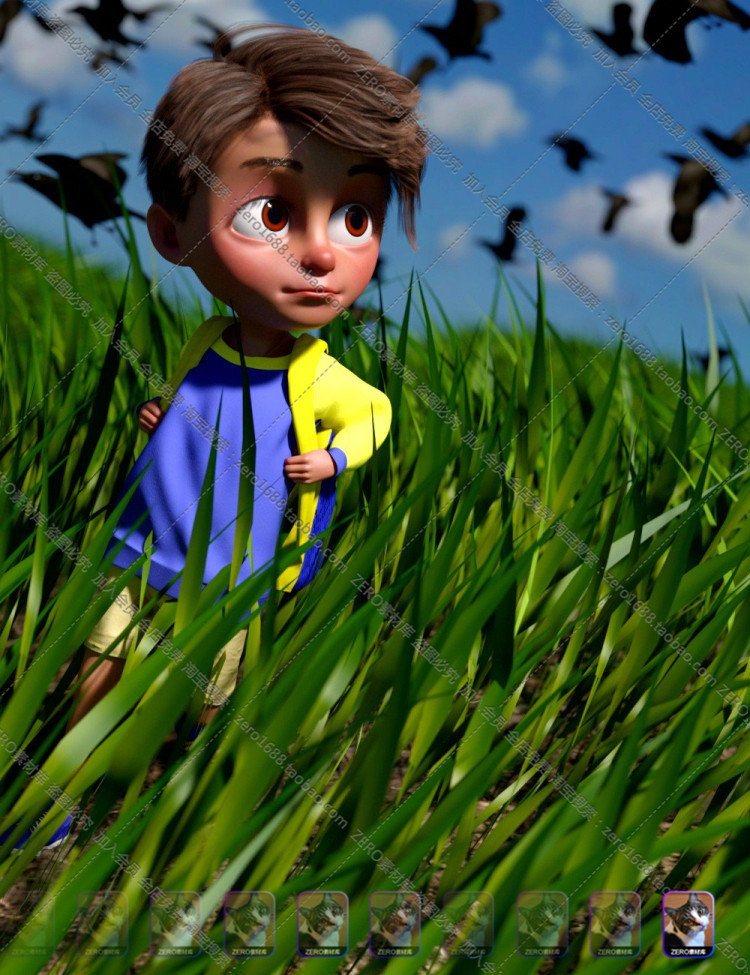图片[13]-J3722-可爱卡通男孩角色含服装书包DAZ 3D素材DAZ Studio模型合集-cg男孩
