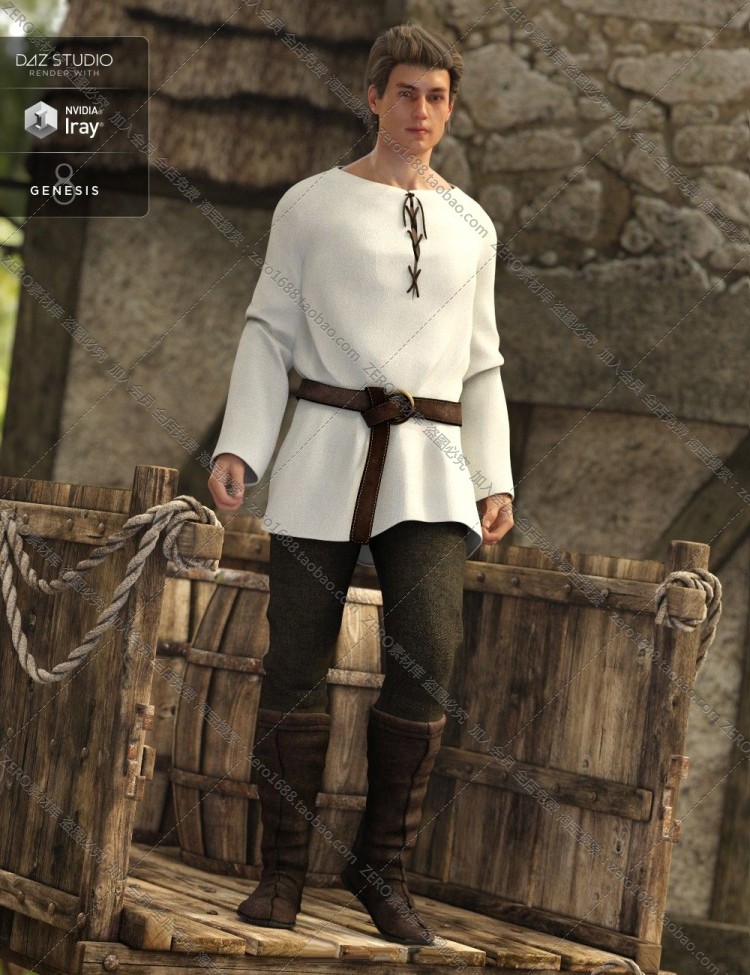 图片[4]-J3501-中世纪男性村民服饰3D模型素材 DAZ Studio可导MAYA MAX-cg男孩