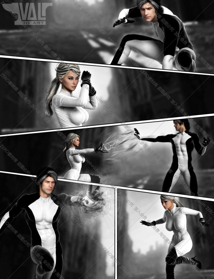 图片[4]-J3491-武术招式动态动作姿势3D模型DAZ Studio IM包 G2男女 G3女-cg男孩