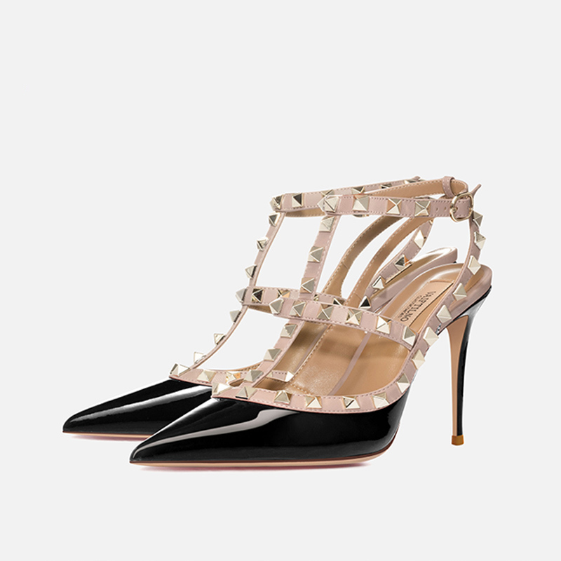 V Brand Studded 2026 New Nude High-Heeled Sandals with Two Rings, Genuine Leather, Closed-Toe, Thin Heel, Pointed Toe, Trendy Sexy Women's Shoes V Brand Studded 2026 New Nude High-Heeled Sandals with Two Rings, Genuine Leather, Closed-Toe, Thin Heel, Pointed Toe, Trendy Sexy Women's Shoes
