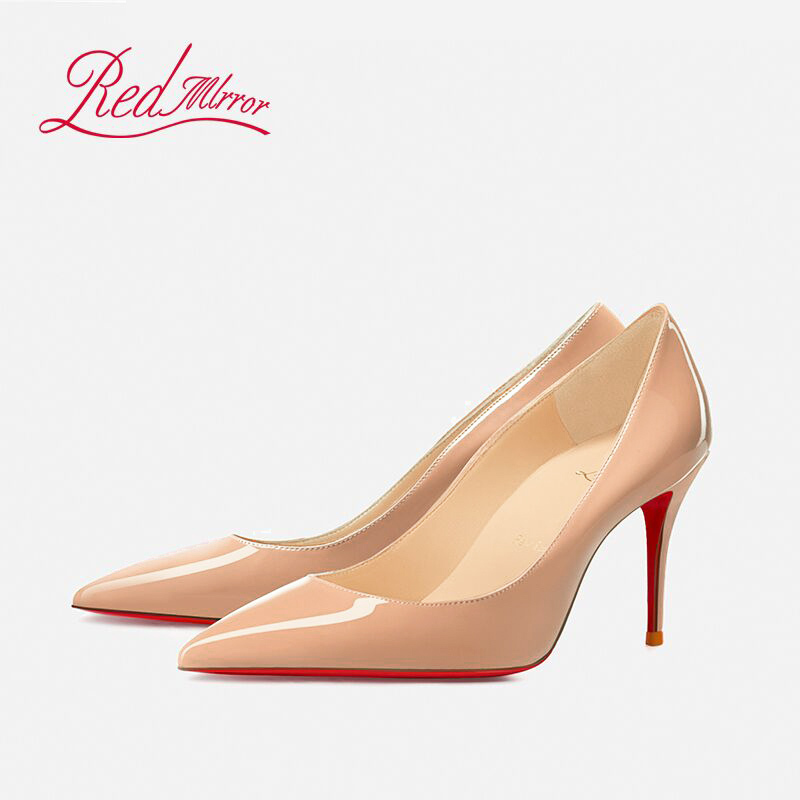 Red Mirror Nude High Heels for Women 2026 New Style Red Sole Shallow Mouth Stiletto Shoes Genuine Leather Versatile Elegant Women's Shoes Red Mirror Nude High Heels for Women 2026 New Style Red Sole Shallow Mouth Stiletto Shoes Genuine Leather Versatile Elegant Women's Shoes