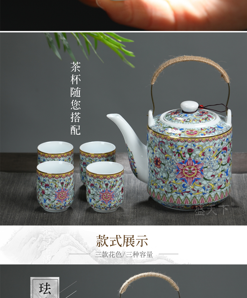 Cool high - capacity ceramic kettle home old Chinese blue and white porcelain teapot large girder cold pot pot of belt filter