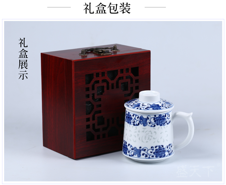 Jingdezhen ceramic hand - made porcelain and exquisite tea cup with lid tank filter cup home office conference room
