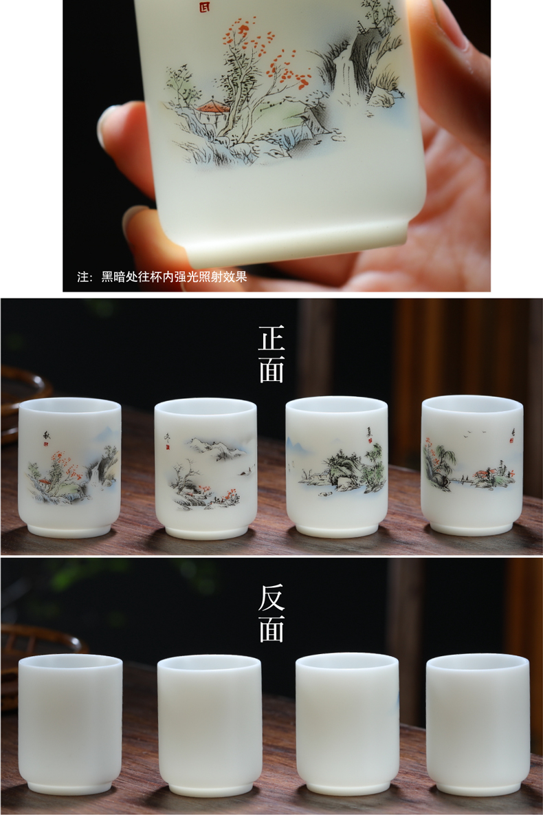 Suet jade ceramic biscuit firing master cup white porcelain individual sample tea cup special single CPU spring, summer, autumn and winter kung fu tea cups