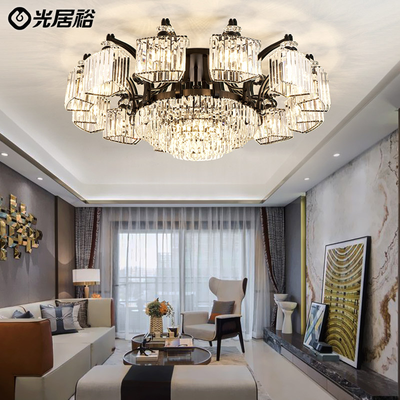 New living room crystal lamp Simple modern atmosphere American light luxury hall dining room chandelier Creative crystal ceiling lamp