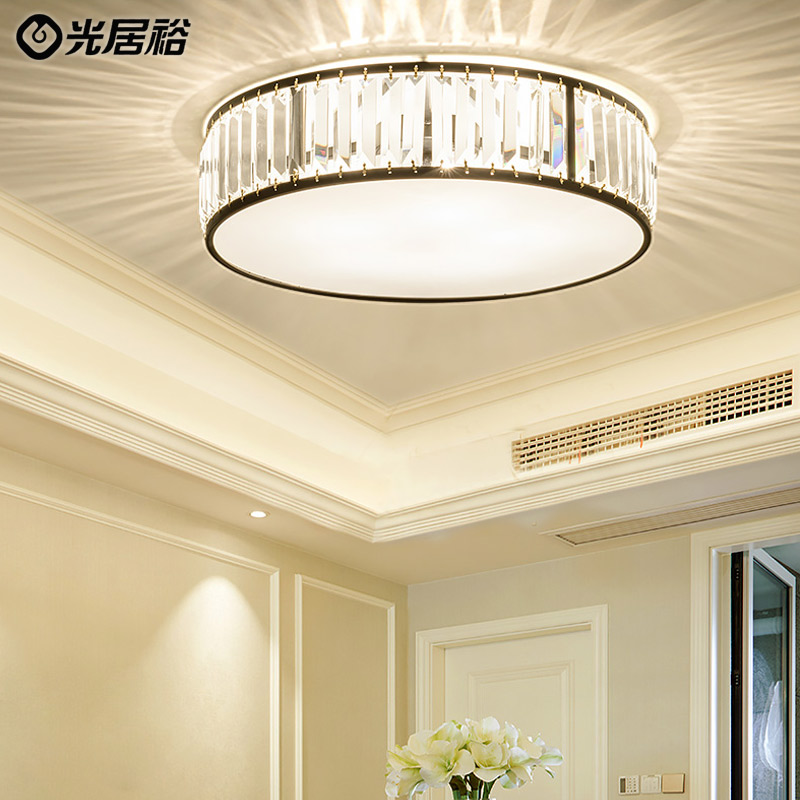 American new study aisle light modern minimalist round light luxury style living room bedroom crystal ceiling lamp