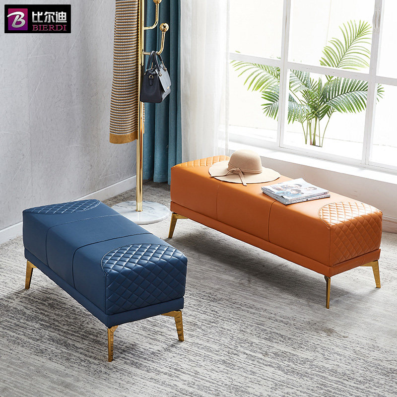 Light luxury bed end stool bedroom cloakroom dressing stool bedside stool bench sofa stool foot change shoe stool leather stool