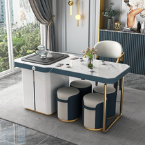 Light Extravagant Fu Tea Table And Chairs Combination Brief Modern Living Room Rock Plate Tea Table Tea Table Integrated Office Tea Road Suit