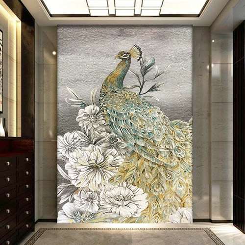 Бутик -павлин режущий мозаичный головоломка на заказ -приготовленные фениксовые фрески, цветочные плитки, фоновая фоновая стена, рафинированная картина
