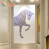 玛雅拼图 Сине -белая фарфоровая керамическая мозаичная фона фона стена плитка новая китайская наклейка на стены крыльца написание творческая головоломка